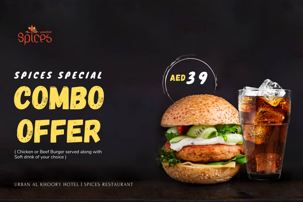 Al Khoory HotelsUrban - Combo Offer Chicken or Beef Burger - Al Khoory  Hotels